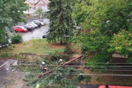 Vo Zvolene vycinala burka hasici odstranuju skody