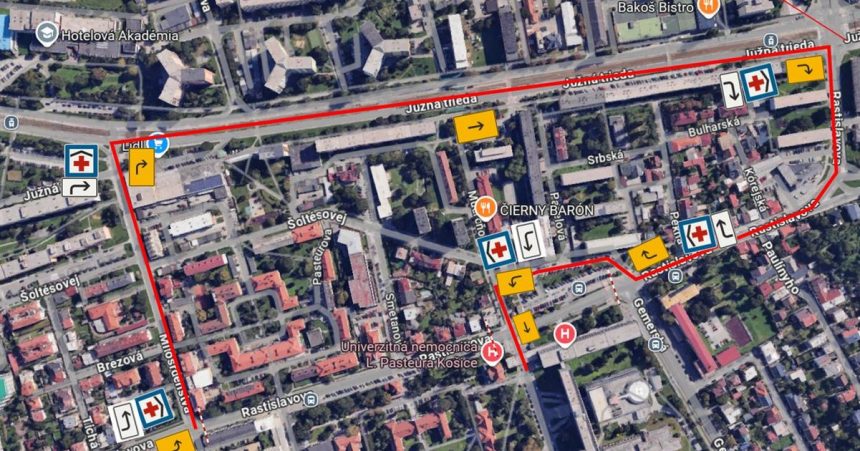 Mesto Kosice meni obchadzky pri nemocnici opravuje cestu v jej okol